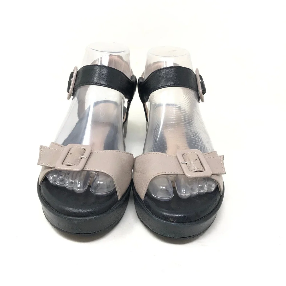 BeautiFeel Womens Size 37 Jo Platform Sandals Black Beige Buckle Strap Comfort